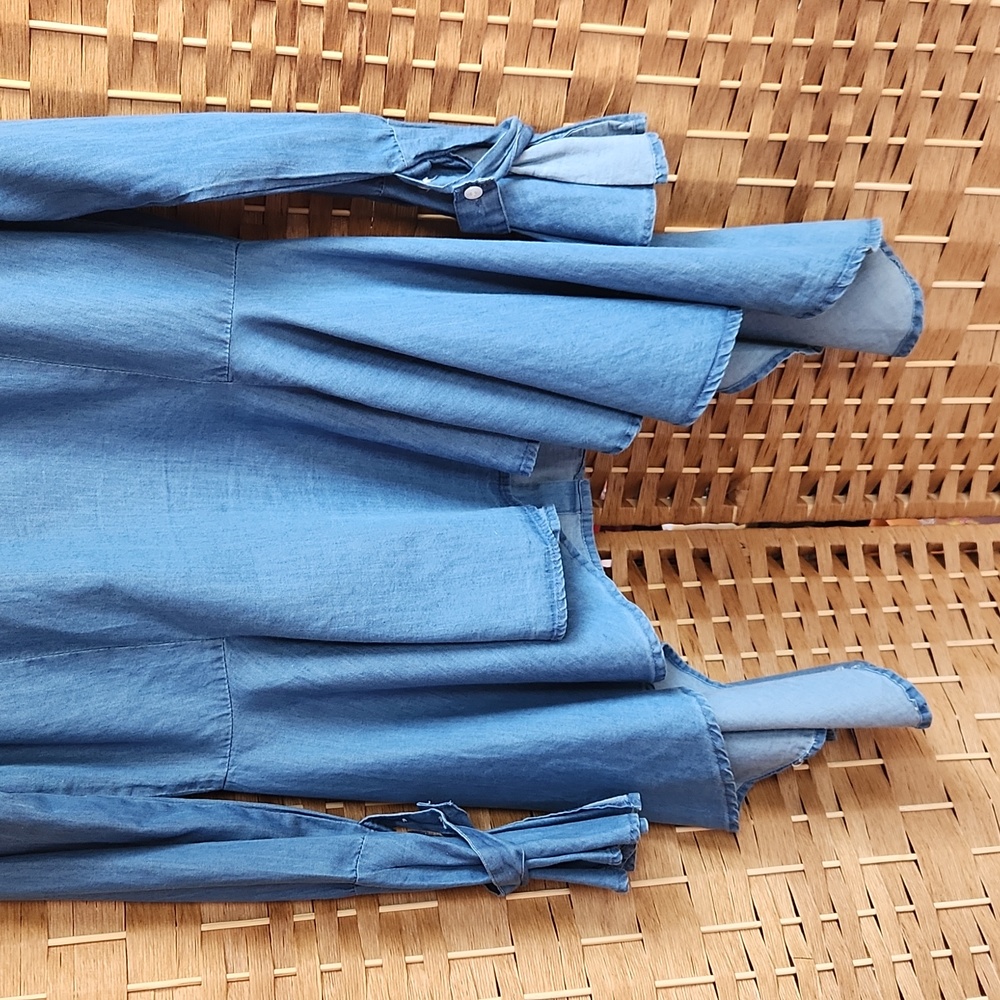 Fall, Spring High Low Button-Up Chambray Collard … - image 4